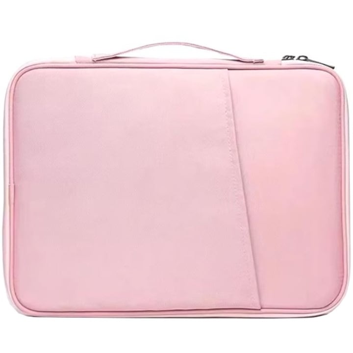 Geanta pentru Laptop 12.9"-13", Textil rezistent, Compatibil MacBook, Buzunare multiple, Roz