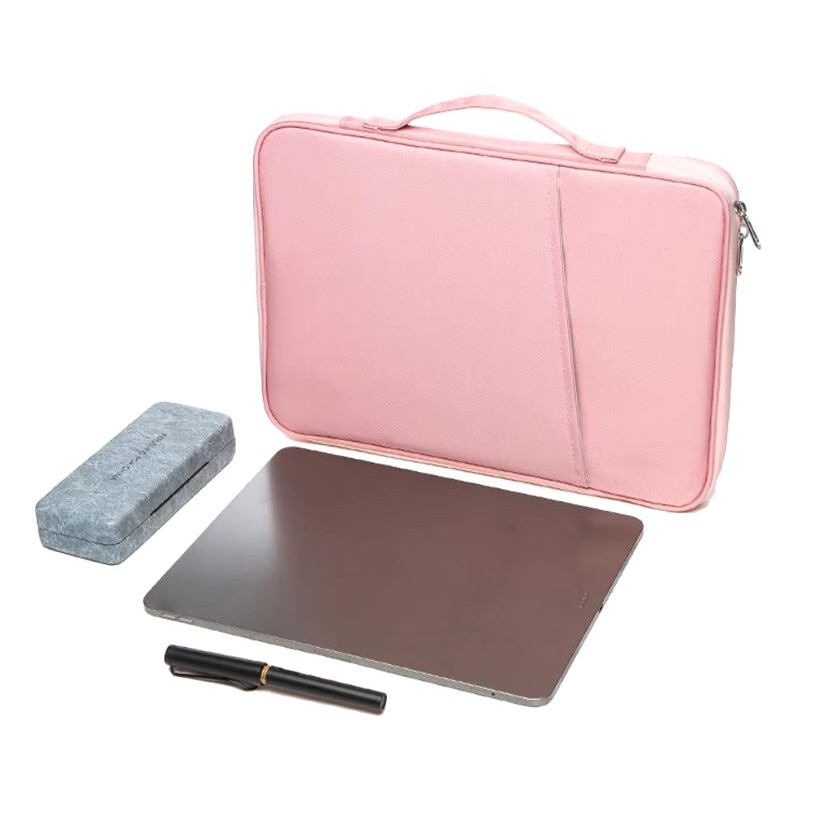 Geanta pentru Laptop 12.9"-13", Textil rezistent, Compatibil MacBook, Buzunare multiple, Roz