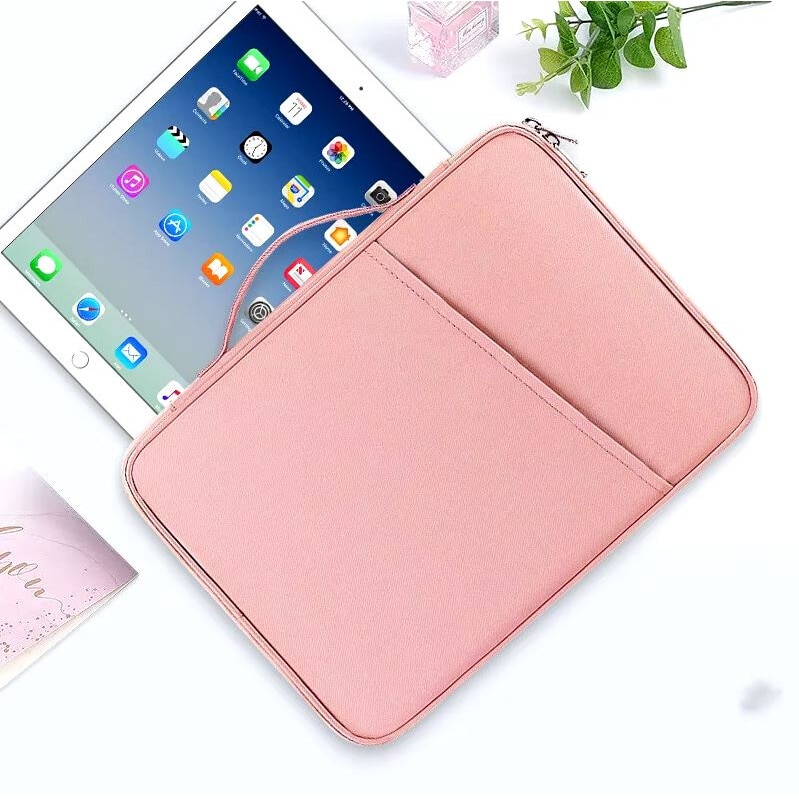 Geanta pentru Laptop 12.9"-13", Textil rezistent, Compatibil MacBook, Buzunare multiple, Roz