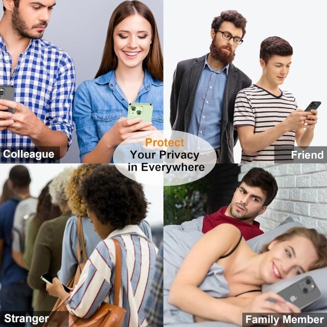 Set 3 Folii de Protectie Privacy pentru iPhone 15 Pro, 3 Folii de Protectie pentru Camera, Sticla Securizata, Negru
