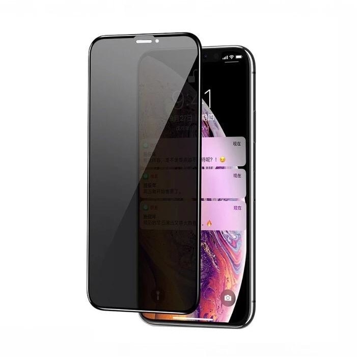 Folie protectie Privacy Proof compatibila Premium iPhone 13 Pro Max, Full Cover Black 6D, Full Glue, Sticla securizata Negru