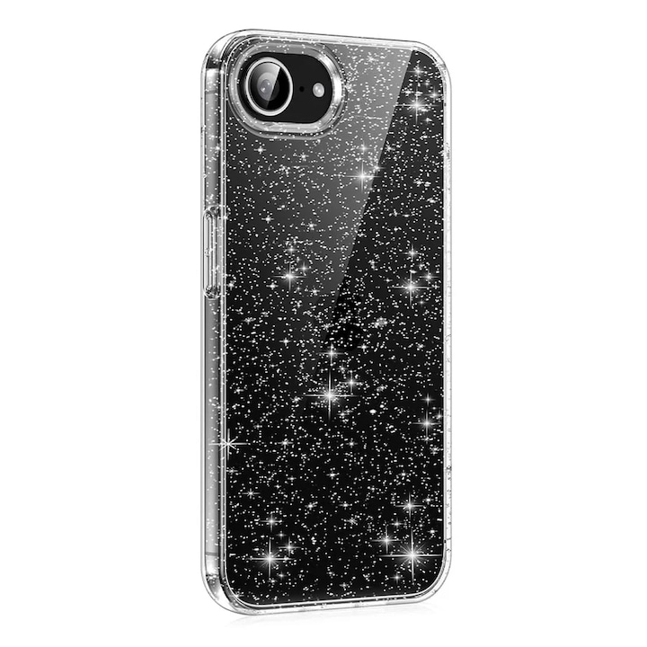 Husa de telefon Tokgalaxis compatibilă cu iPhone 17e - Carcasă transparentă cu sclipici