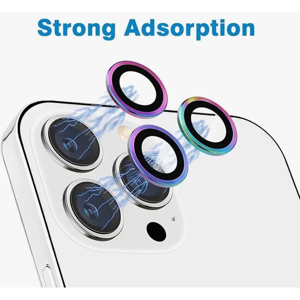 Set Folie de Protectie pentru Camera Foto compatibile cu Apple Iphone 15 Pro/15 Pro Max, Sticla Securizata 9H, Easy Application, Multicolor