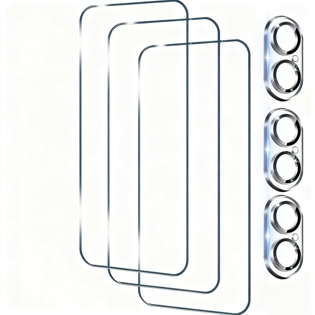 Set 3 Folii Protectie Sticla Temperata pentru iPhone 16, 6.1 Inch, Transparent, Rezistenta la Zgarieturi, 9H