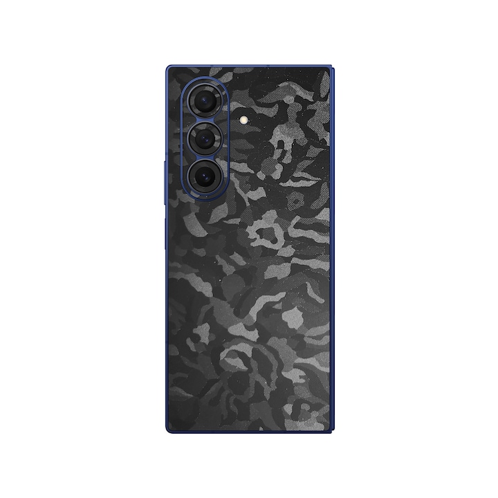 Folie iSkinz pentru Samsung Galaxy Z Fold7 - Camo Negru, 360 Cut, Skin Adeziv, Protectie Carcasa Spate si Laterale