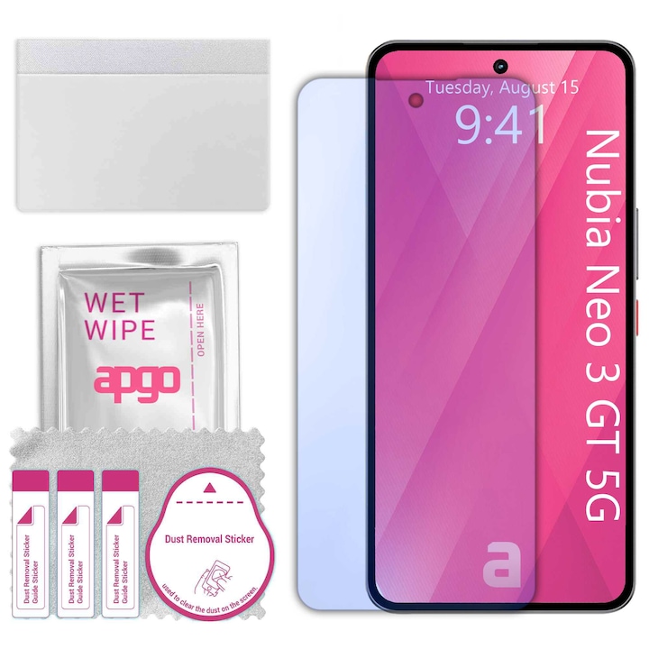 Sticla de protectie apgo pentru ZTE Nubia Neo 3 GT 5G – sticla hibrida, securizata pentru display, lucioasa, pro flexible Hybrid Glass, 9H, full glue