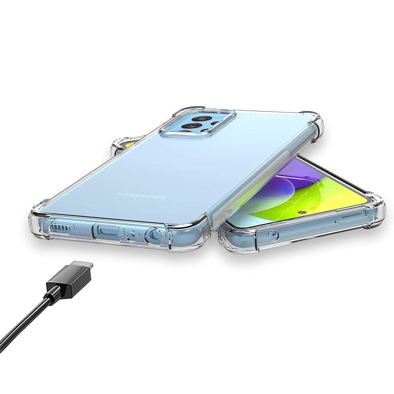 Husa slim transparenta compatibila cu Samsung Galaxy A72, antisoc, colturi intarite, silicon antialunecare