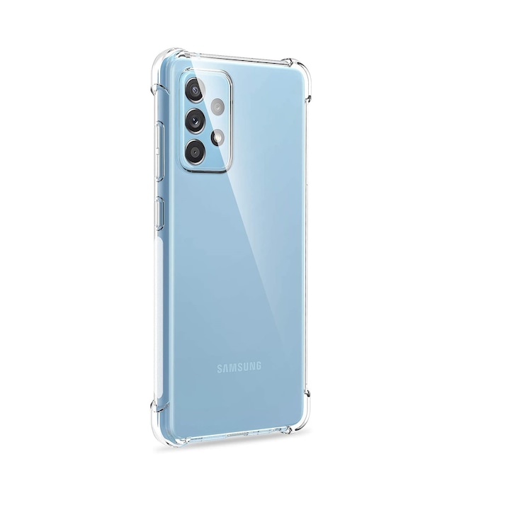 Husa slim transparenta compatibila cu Samsung Galaxy A72, antisoc, colturi intarite, silicon antialunecare