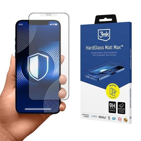 Folie protectie 3MK HardGlass Matt Max pentru Apple iPhone 12 Pro Max, 9H, oleofobica, mat, 100% acoperire
