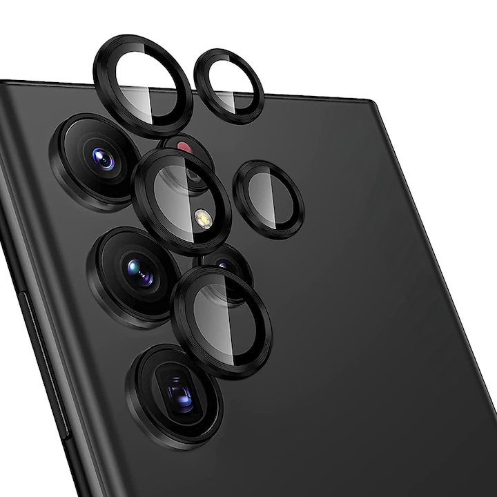 Folie Protectie Lentile Camera compatibila cu Samsung Galaxy S25 Ultra, CASEY STUDIOS™ MaxDefense+, Ultra HD, Anti Amprente, Anti Zgarieturi, Anti Socuri, Negru