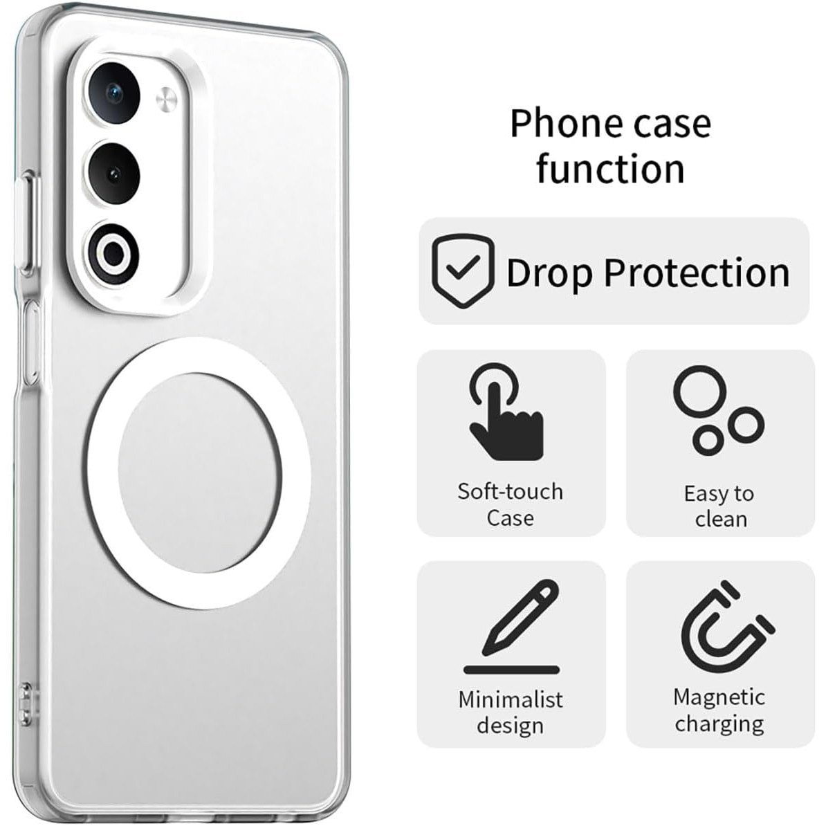 BestCase® Husa Mag Anti Shock TPU Compatibil cu Oppo A5 5G, Tehnologie MagSafe, Reinforced 4 Corners, Transparenta
