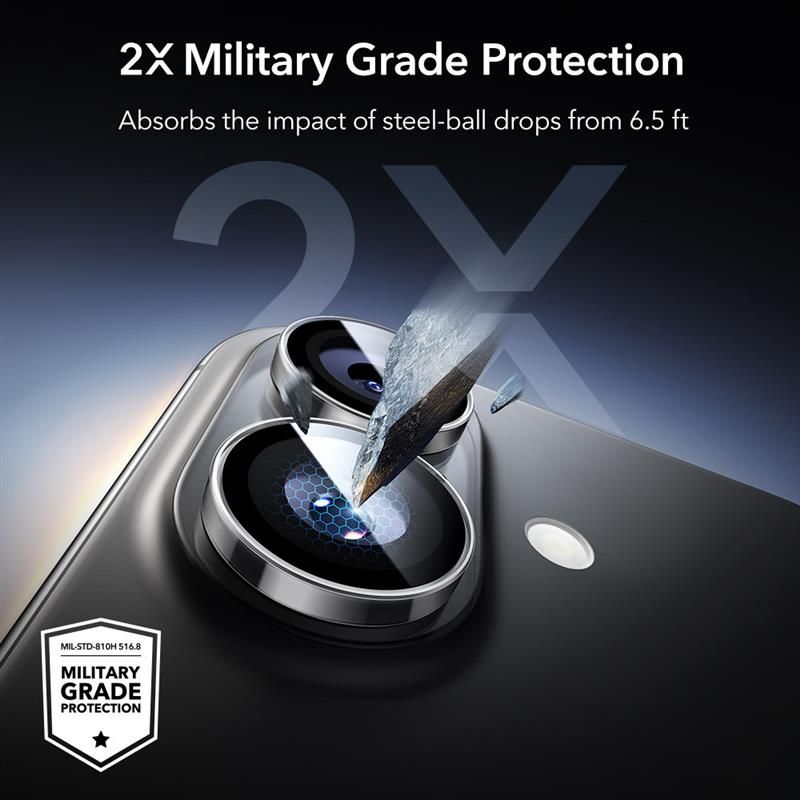 Protectie sticla securizata camera foto ESR Armorite compatibil cu iPhone 16 / 16 Plus / 17, Clear