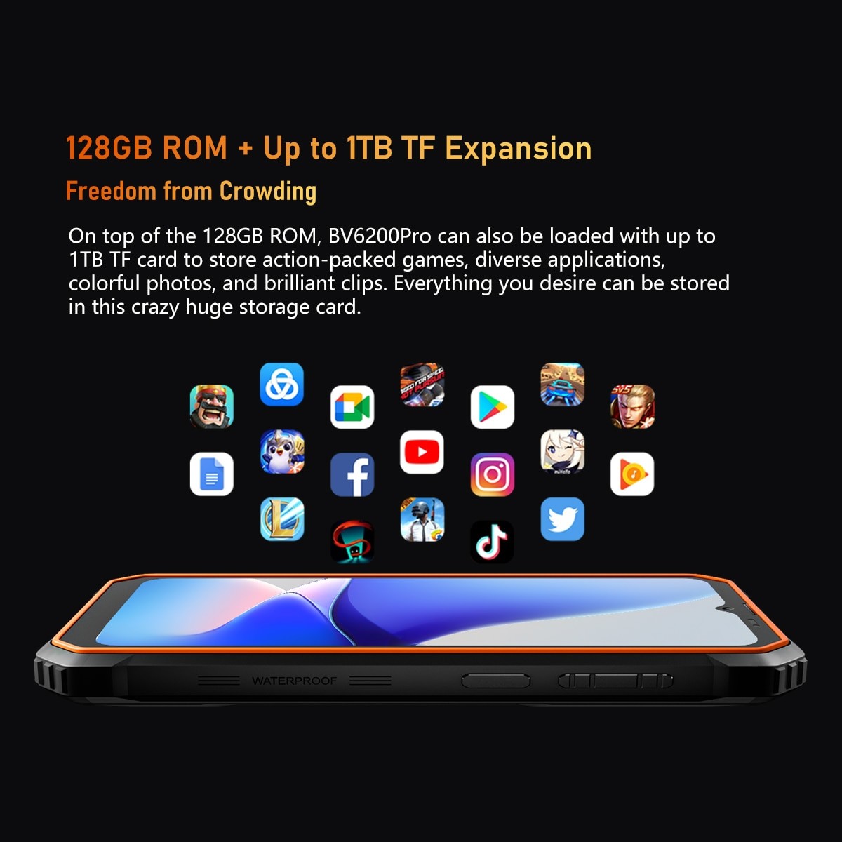 Telefon mobil Blackview BV6200 Pro, 6.56" FHD+, 18GB RAM(6GB + 12GB extensibili), 128GB ROM, Android 14, 13000mAh, 8 cores, Dual SIM, NFC/Amprenta/caracteristici faciale, Portocaliu