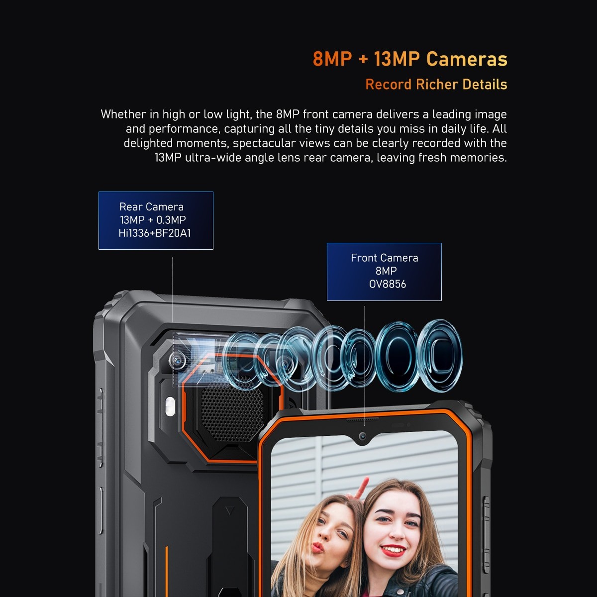 Telefon mobil Blackview BV6200 Pro, 6.56" FHD+, 18GB RAM(6GB + 12GB extensibili), 128GB ROM, Android 14, 13000mAh, 8 cores, Dual SIM, NFC/Amprenta/caracteristici faciale, Portocaliu