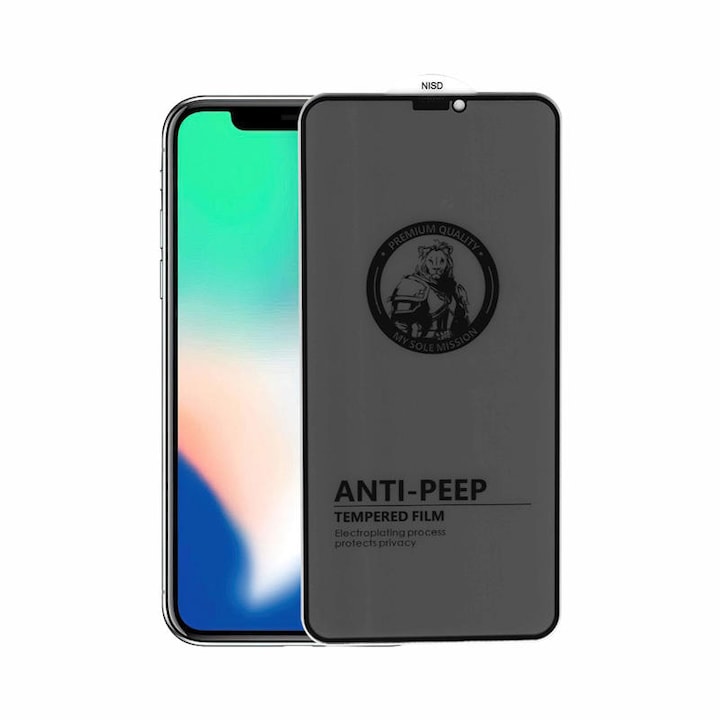 Folie sticlă securizată Privacy Full Cover, anti-spionaj, pentru iPhone 13 Pro, claritate ridicată, aplicare ușoară