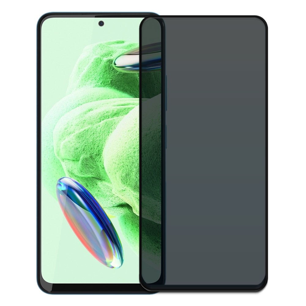 Folie din sticla securizata pentru Xiaomi Redmi Note 12 5G, HAMSTERBOX Privacy Shield, Protectie completa ecran, Full face, Aplicare rapida, Case Friendly, Negru