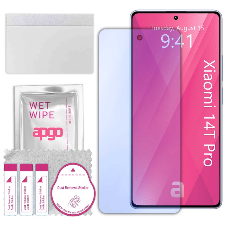 Sticla de protectie apgo pentru Xiaomi 14T Pro – sticla hibrida, securizata pentru display, lucioasa, pro flexible Hybrid Glass, 9H, full glue