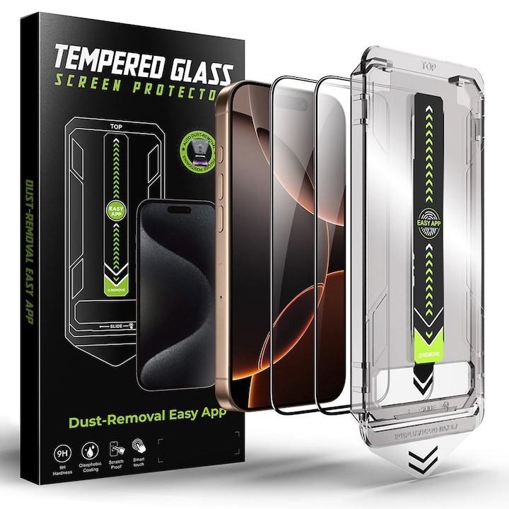 Folie pentru iPhone 16 Pro / iPhone 17 (set 2) - Techsuit TitanGlass FullCover - Black