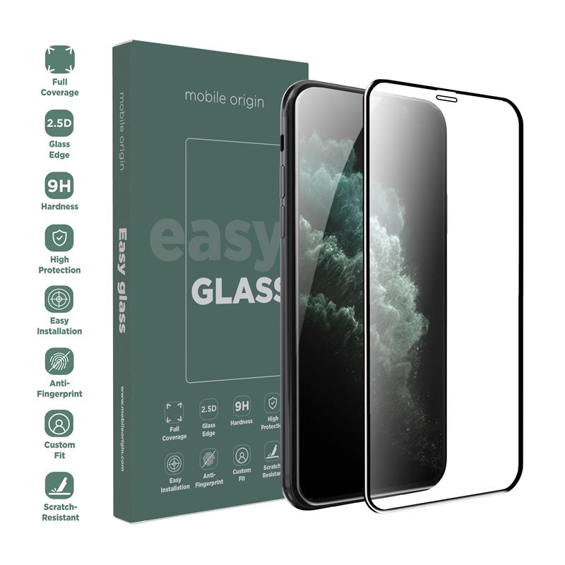Folie sticla Mobile Origin EasyGlass compatibila cu iPhone 11 Pro/X/XS Black
