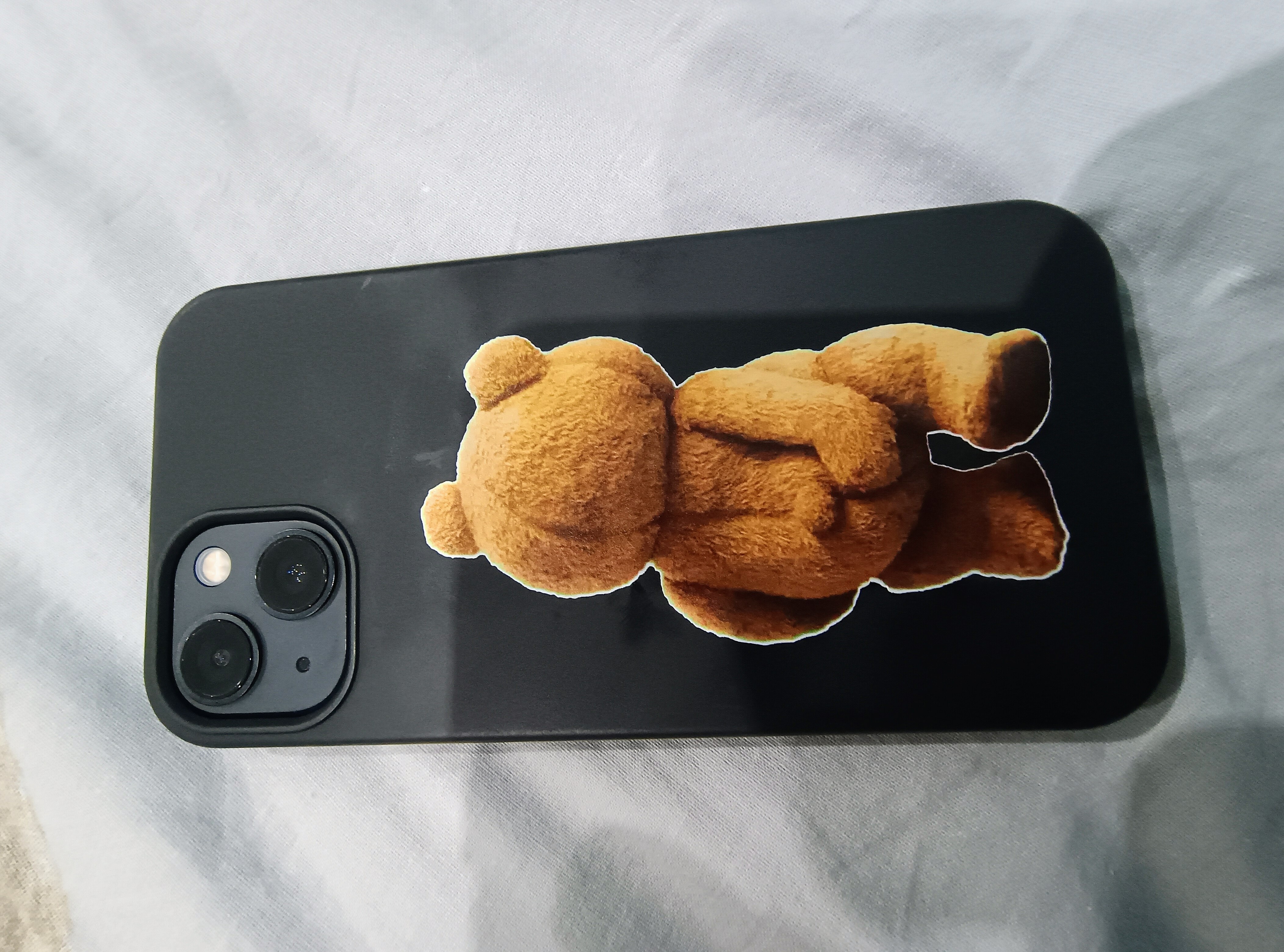 BestCase® Husa Slim Premium Silicon 1.2MM, Compatibila Cu Apple iPhone 13, Teddy Bear Hidden Shot, Microfibra in interior, Antisoc, Protectie camera si ecran, PB 1441