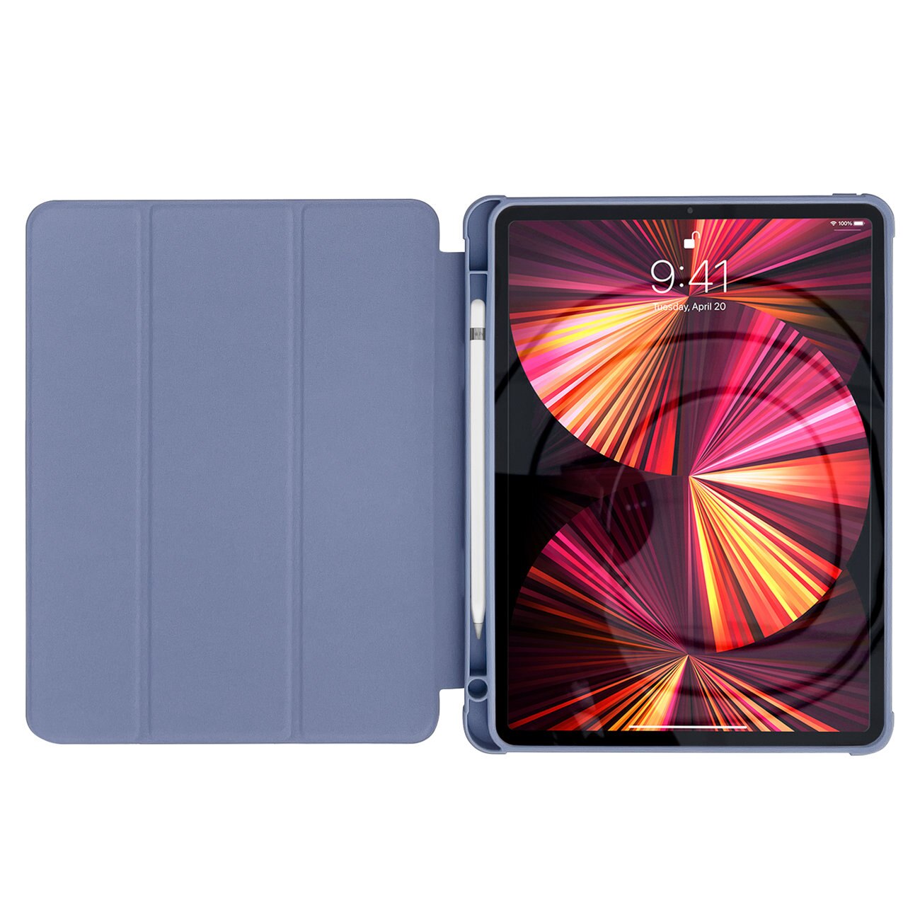 Husa de protectie, pentru Apple iPad Pro 12.9" 2018/2020/2021, cu suport pentru Pen, Flip cover, Albastru, HUR-BBL5093