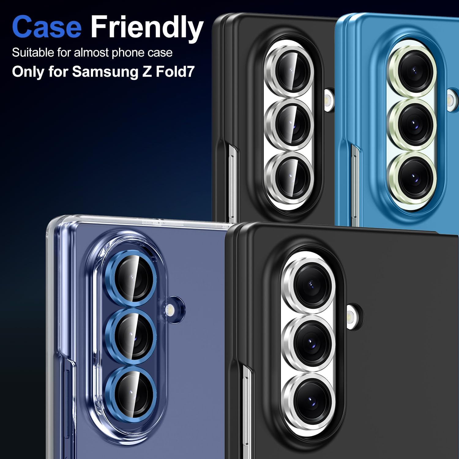 Set protectii lentile camera telefon, metal/sticla, pentru Samsung Galaxy Z Fold 7, rezistent la zgarieturi, argintiu