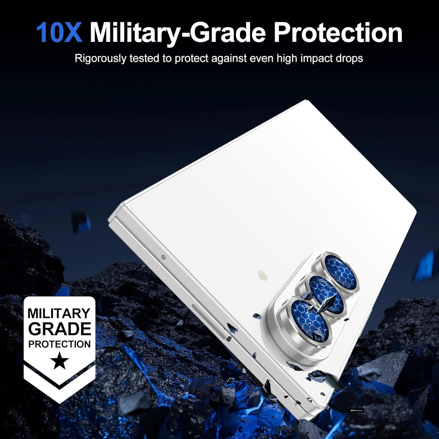 Set protectii lentile camera telefon, metal/sticla, pentru Samsung Galaxy Z Fold 7, rezistent la zgarieturi, argintiu