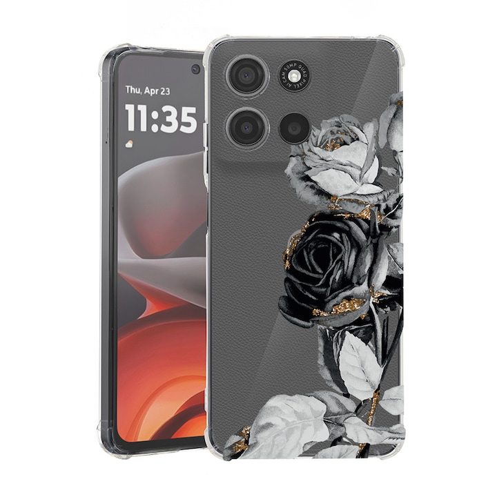 BestCase® Husa Anti Shock pentru Motorola Edge 60 Pro cu Design Black Rose, 2052054 AS 990