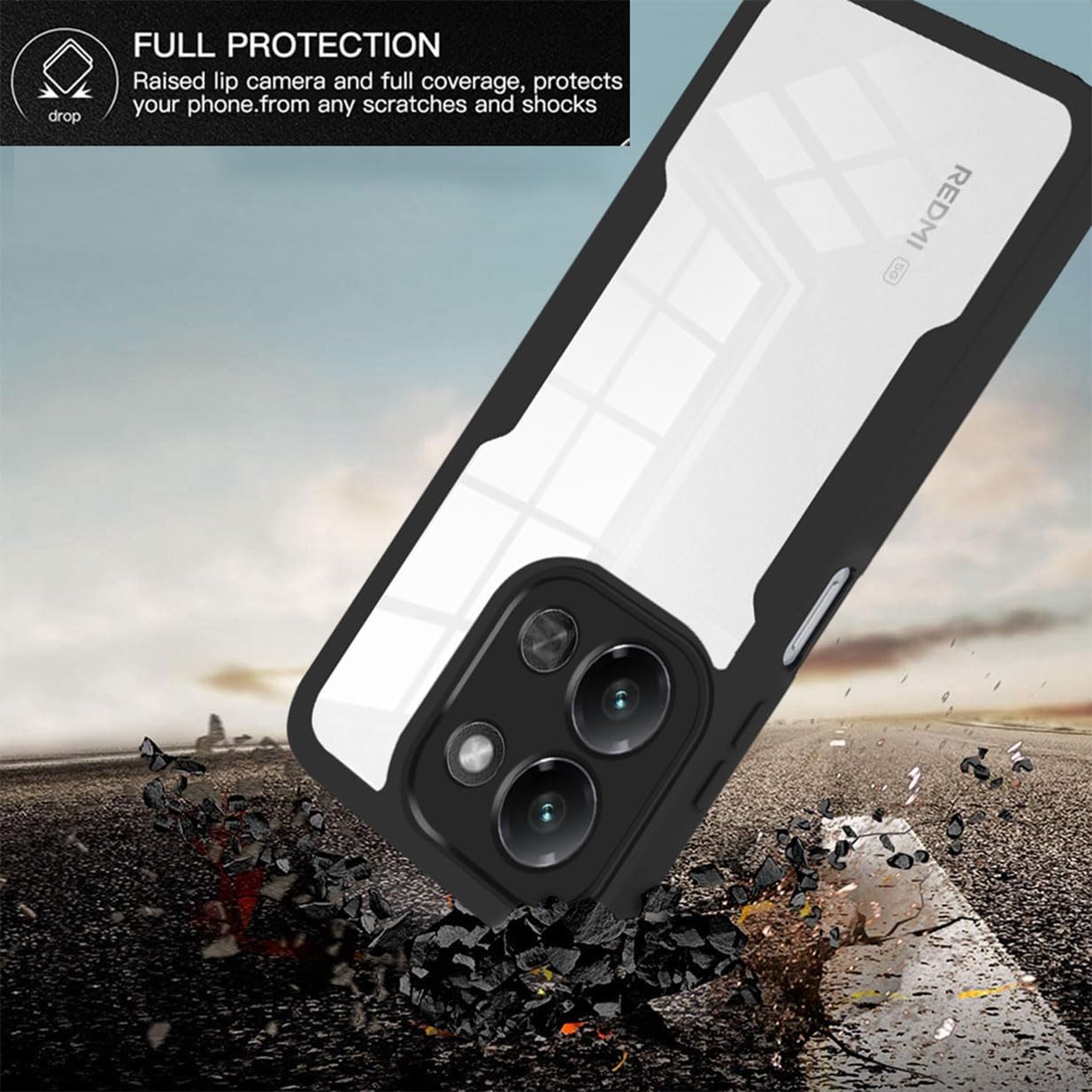 Set 360: Husa cu folie integrata pentru Xiaomi Redmi 15C 4G Protectie 360 fata / spate - albastru
