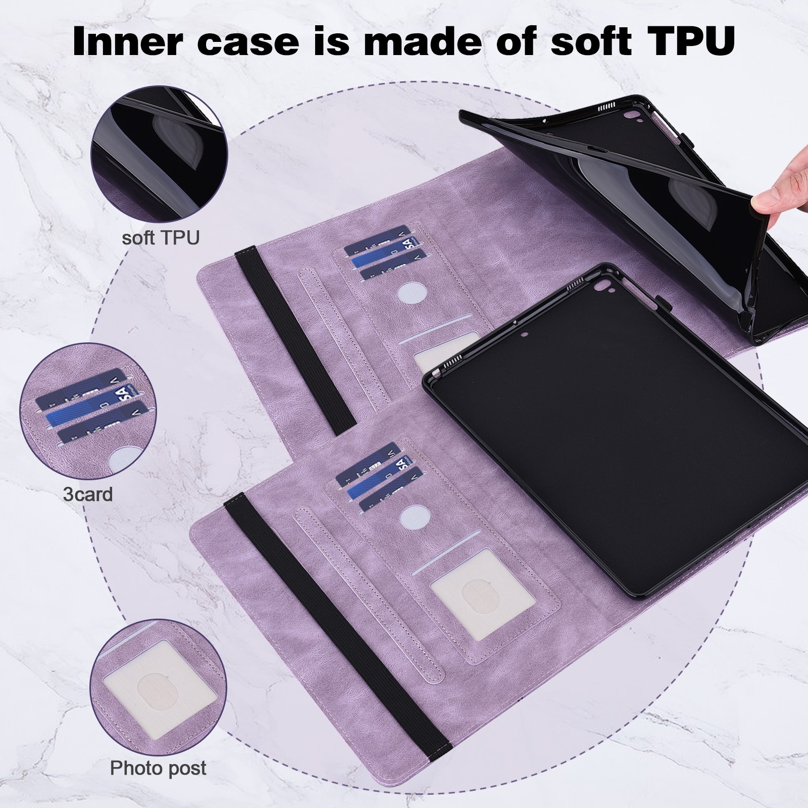 Husa tableta pentru Lenovo Tab M10 Plus / Tab M10 FHD Plus 10.3 inch TB-X606F TB-606X, model cu fluturi in relief, tip carte din piele, mov