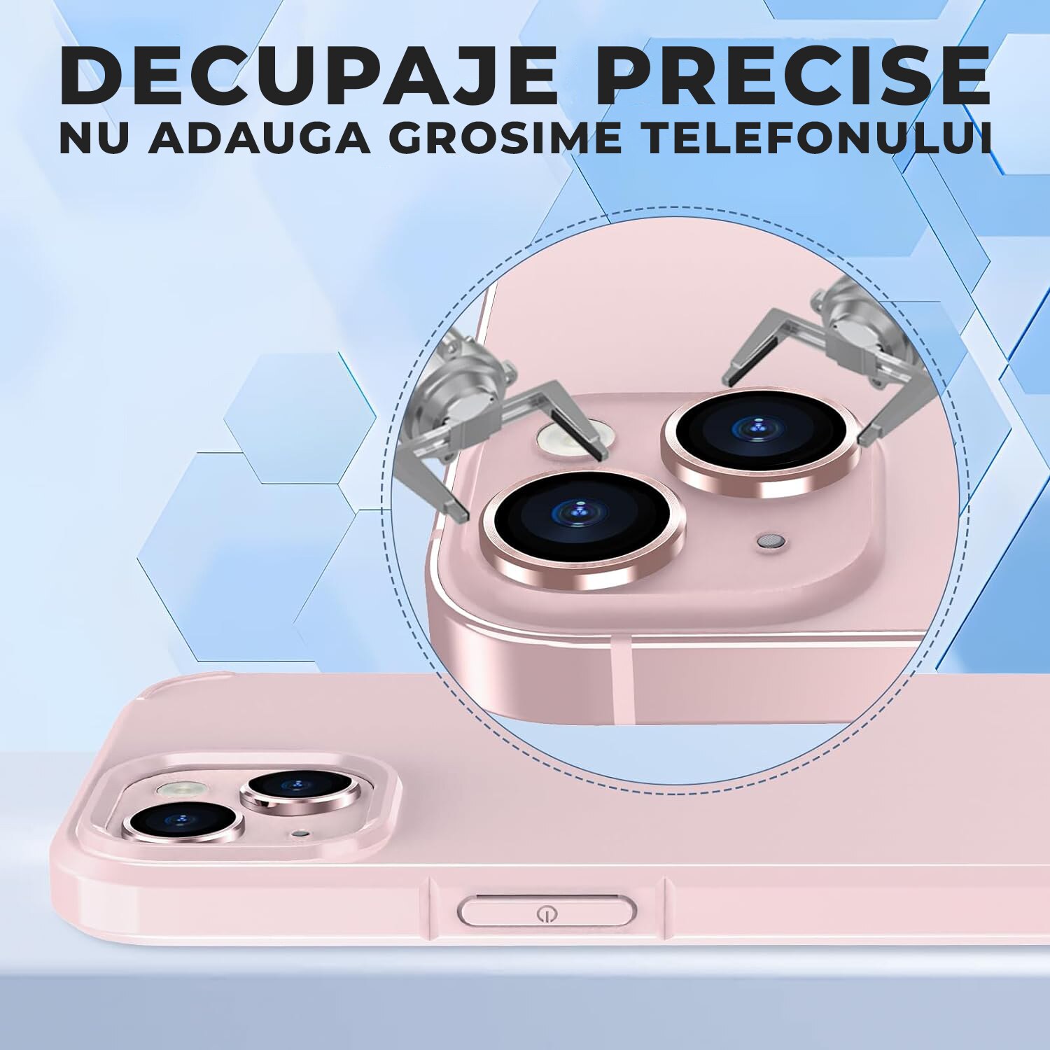 Folie Camera Daden din sticla pentru iPhone 15, Full Cover, Protectie Profesionala, Ultra Rezistenta, Calitate Premium, Roz