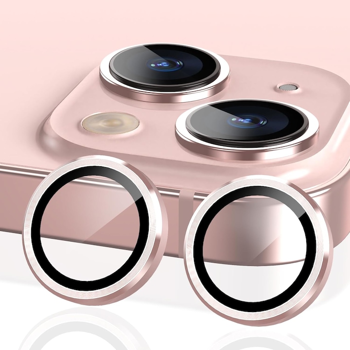 Folie Camera Daden din sticla pentru iPhone 15, Full Cover, Protectie Profesionala, Ultra Rezistenta, Calitate Premium, Roz