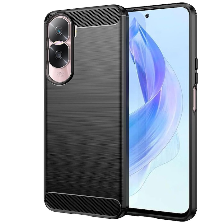 Husa Pentru Telefon Carbon, Compatibila cu Honor 90 Lite, Armored Shockproof G-Tech, Finisaj Mat, Negru