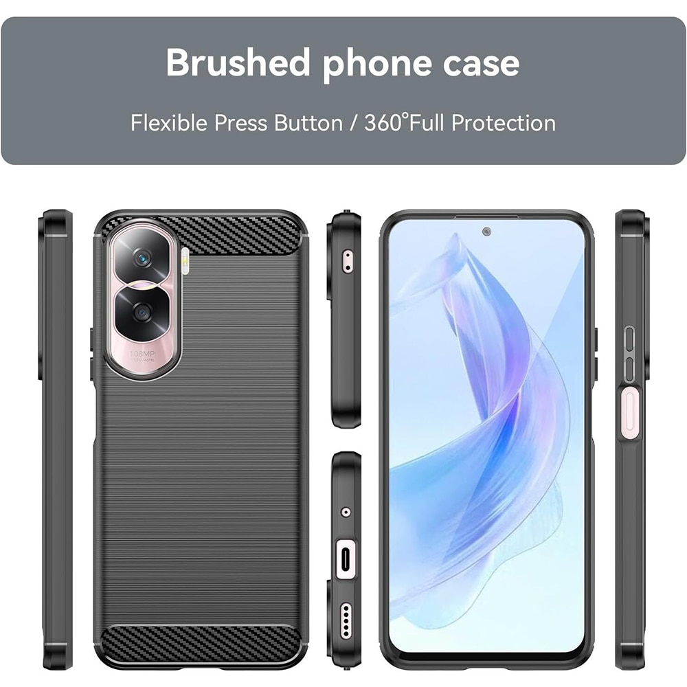 Husa Pentru Telefon Carbon, Compatibila cu Honor 90 Lite, Armored Shockproof G-Tech, Finisaj Mat, Negru