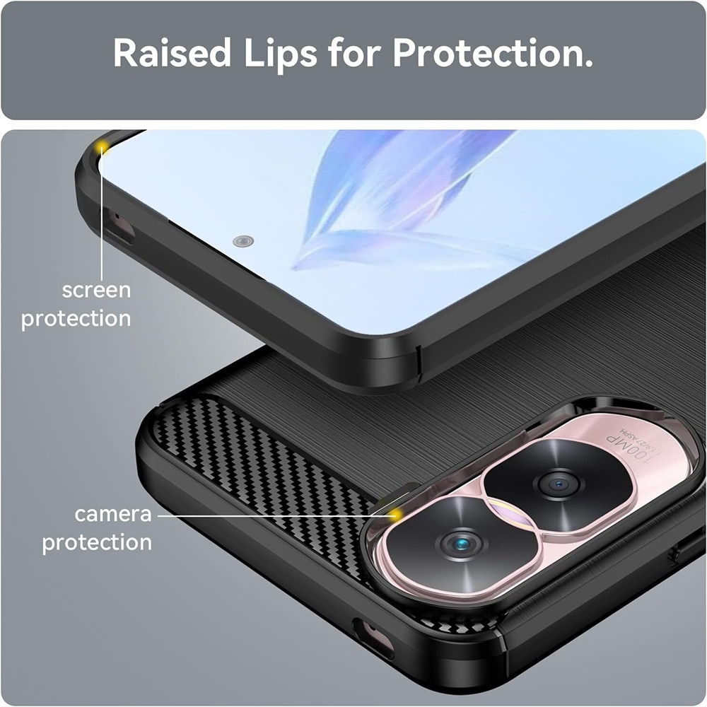 Husa Pentru Telefon Carbon, Compatibila cu Honor 90 Lite, Armored Shockproof G-Tech, Finisaj Mat, Negru