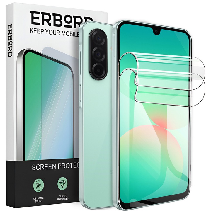 Set 2x Folie Hydrogel ERBORD pentru Samsung Galaxy A26 5G, protectie completa, transparenta, usor de aplicat