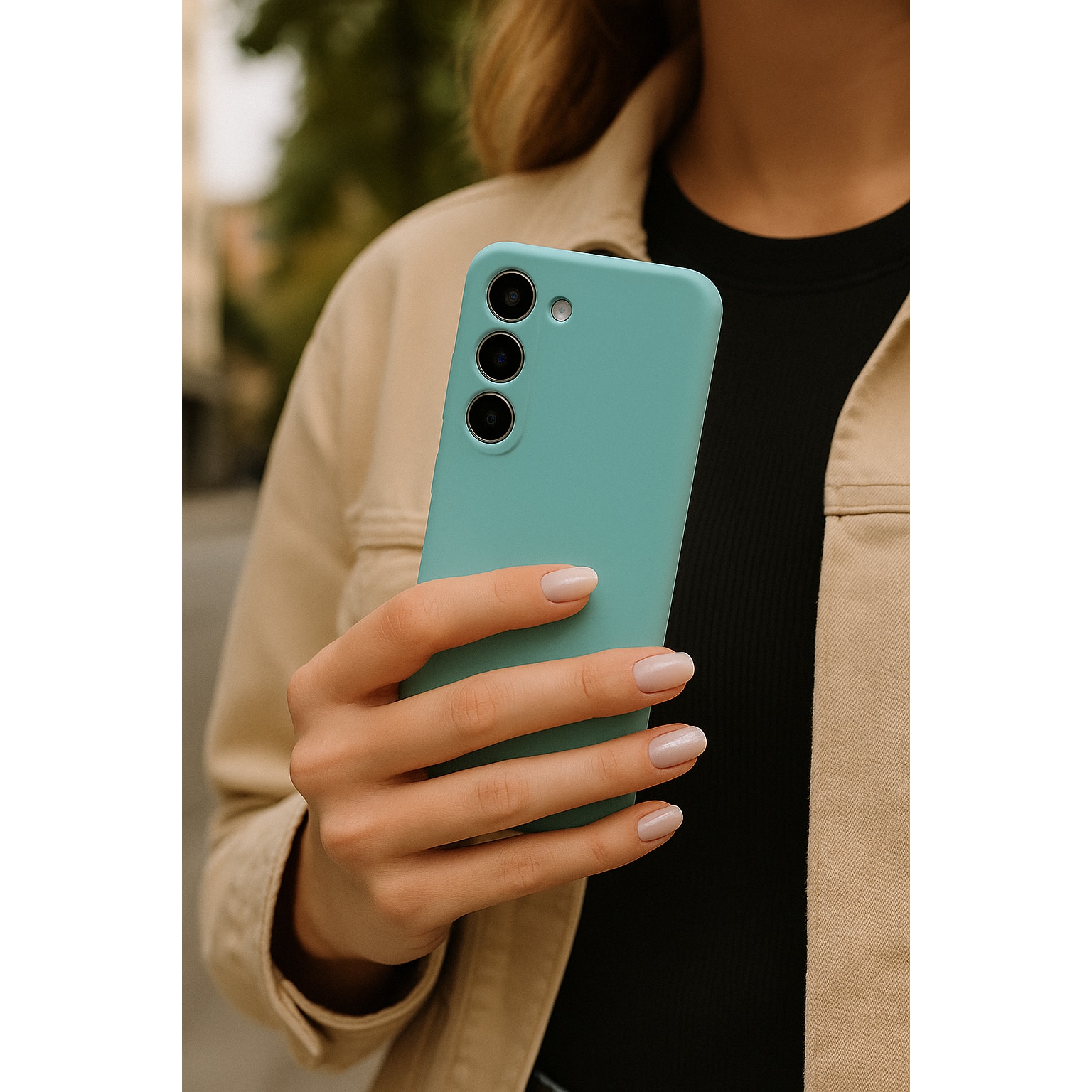 Husa silicon pentru Samsung Galaxy A26, Protectie completa, Textura mata anti-amprenta, Turcoaz