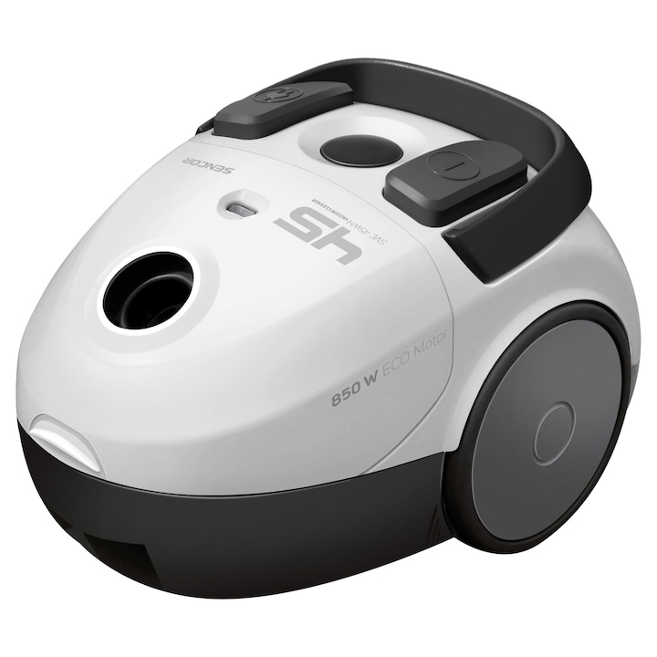 Aspirator cu sac Sencor SVC 45WH, 850W, Indicator Praf-full Roti de cauciuc, Alb