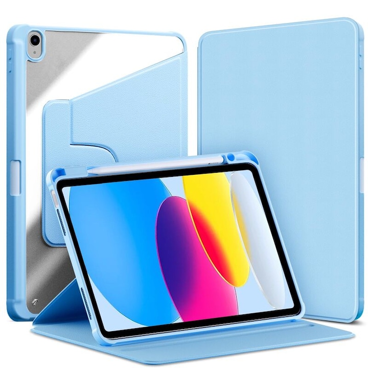 Husa tableta pentru iPad Pro 11, 2025, spate acrilic transparent, cu suport pentru stilou, albastru cer, 11 inch