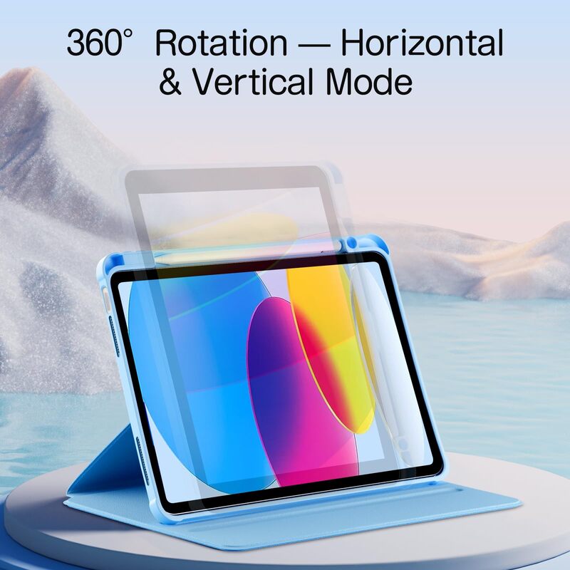 Husa tableta pentru iPad Pro 11, 2025, spate acrilic transparent, cu suport pentru stilou, albastru cer, 11 inch