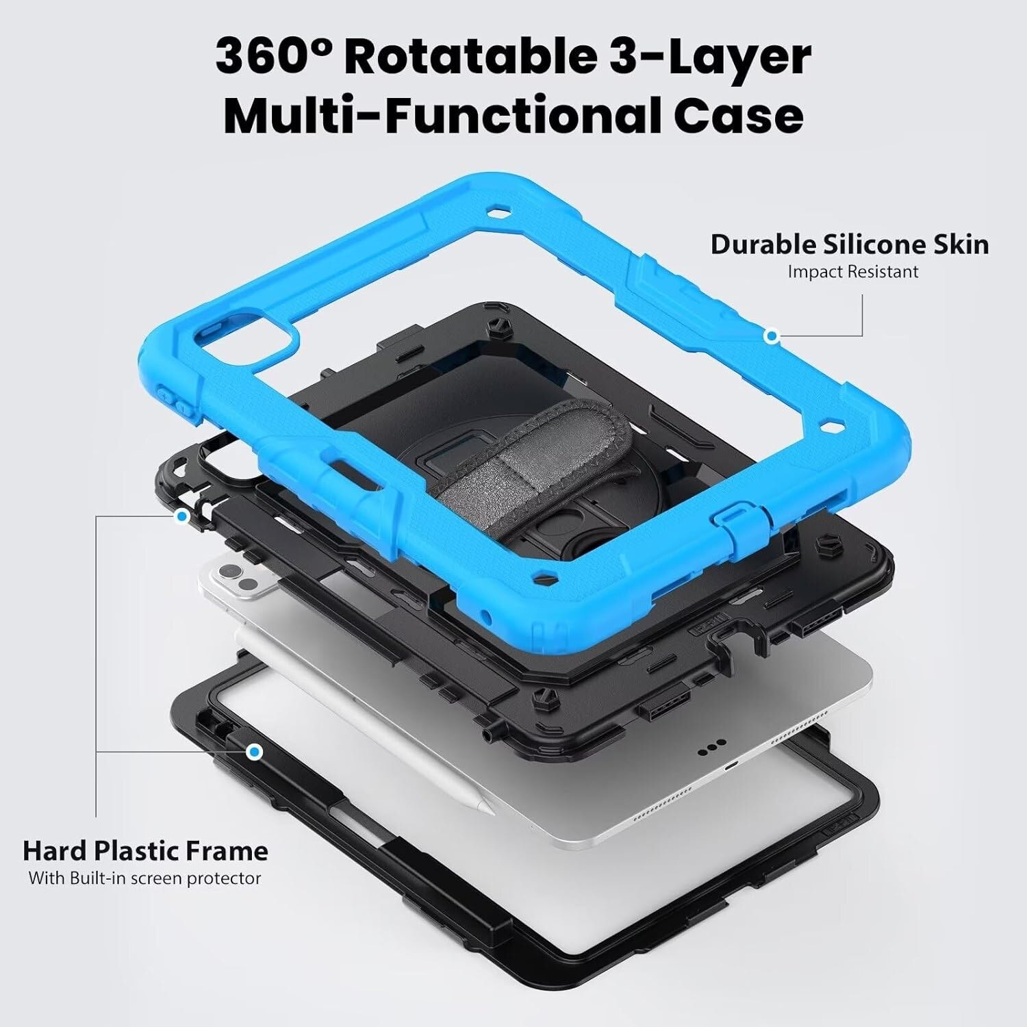 Husa compatibila cu iPad Air4/Air5 10.9 (20/22) iPad Pro 11 (18/20/21) Albastru-Negru