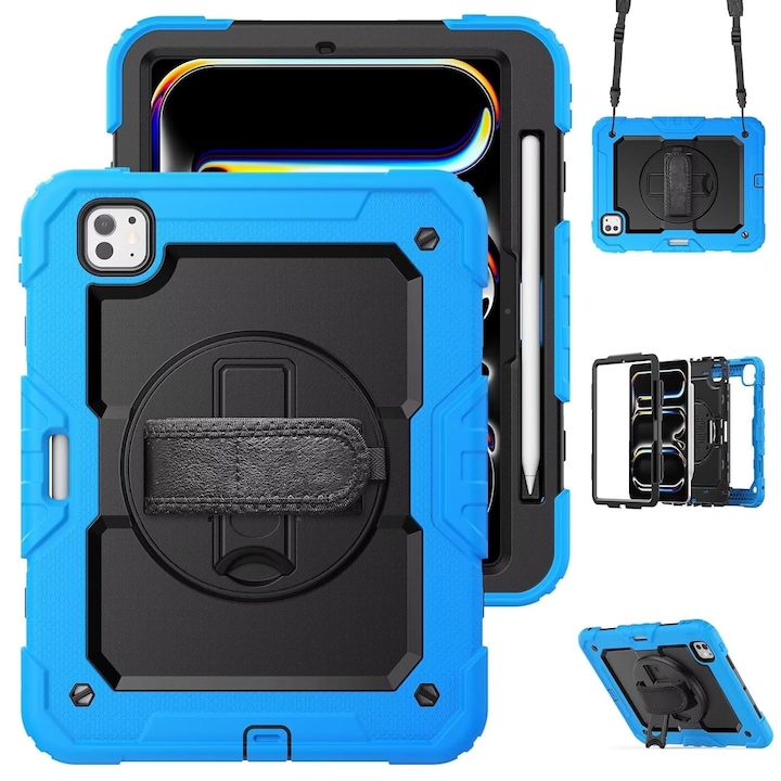 Husa compatibila cu iPad Air4/Air5 10.9 (20/22) iPad Pro 11 (18/20/21) Albastru-Negru