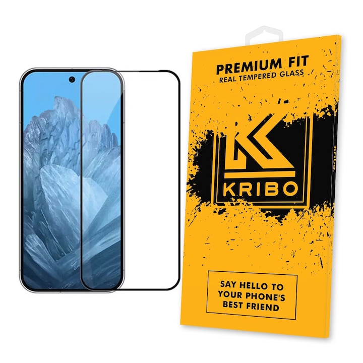 Folie sticla securizata pentru Google Pixel 9 / 9 Pro, Kribo Premium Fit, Transparenta HD, Protectie Ecran Premium, Full Cover, Full Glue