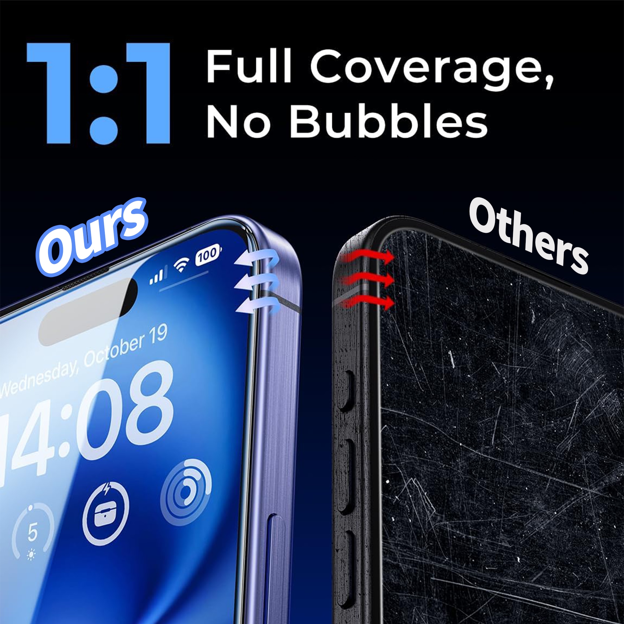 Folie de Protectie pentru iPhone 14 Pro Max, Omelivon, Sticla Securizata, Full Cover, Margini negre, cu Kit de Aplicare Instanta si Functie Automata de Indepartare a Prafului, Duritate 9H, Ultra HD, Anti Amprente