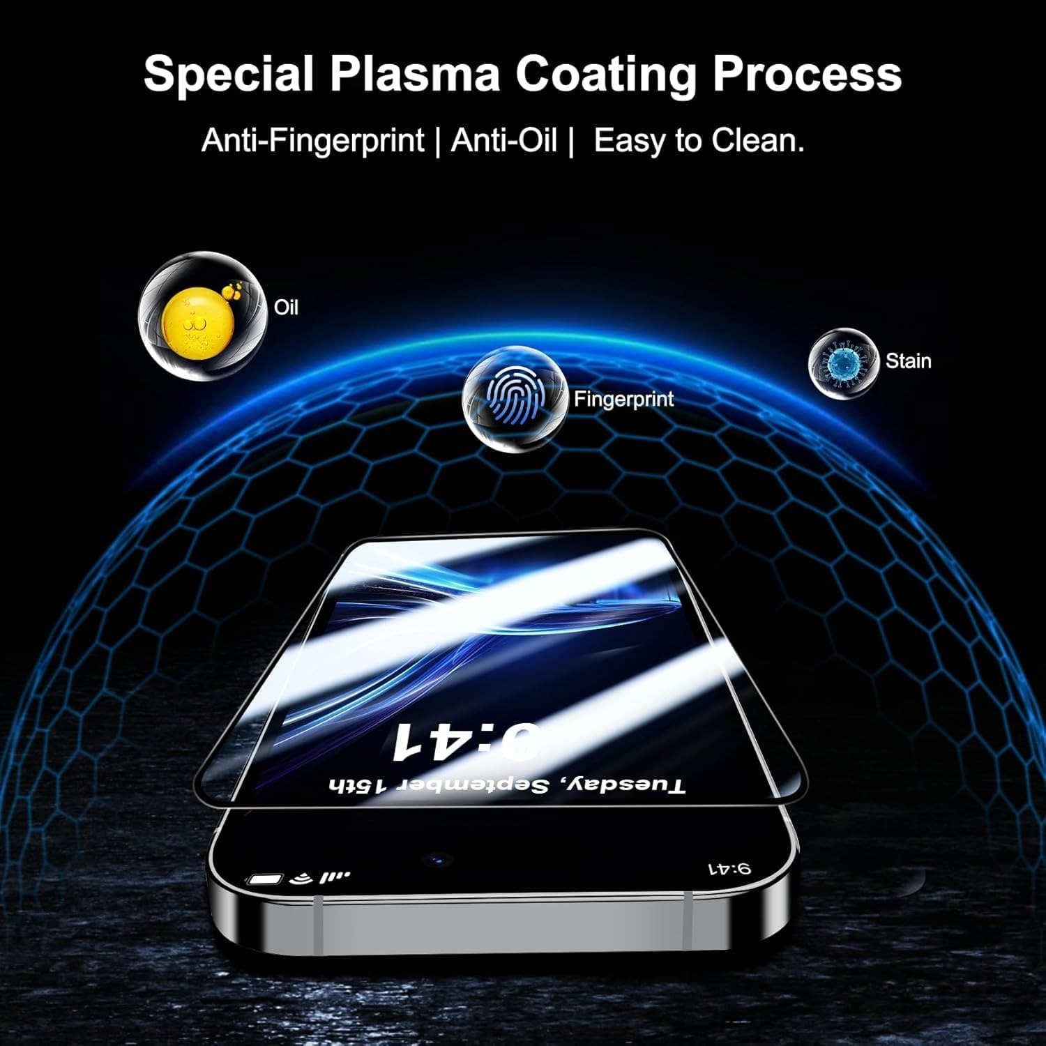 Folie de Protectie pentru iPhone 14 Pro Max, Omelivon, Sticla Securizata, Full Cover, Margini negre, cu Kit de Aplicare Instanta si Functie Automata de Indepartare a Prafului, Duritate 9H, Ultra HD, Anti Amprente