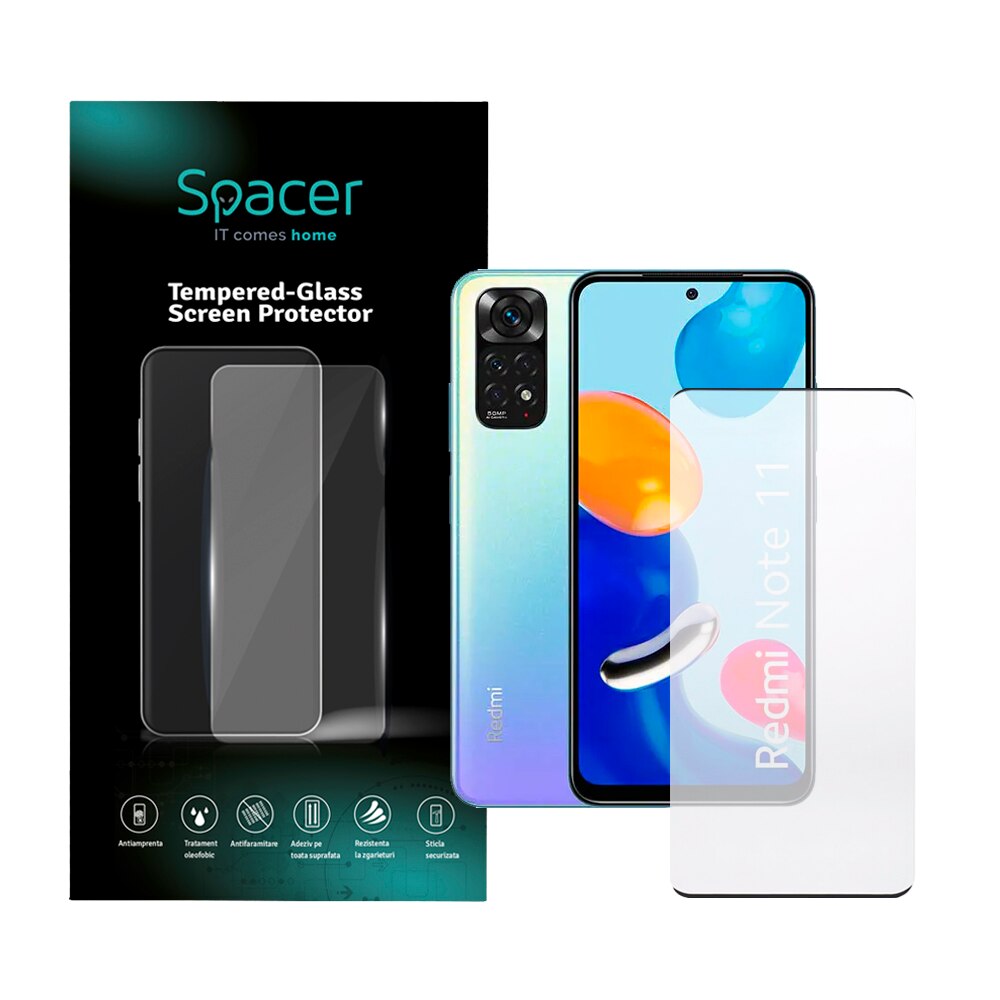 Folie de protectie Spacer pentru Xiaomi Mi 11 5G, sticla 9D, duritate 9H, Tempered Glass