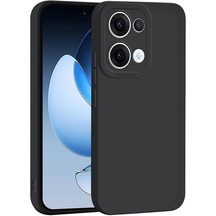 BestCase® Husa TPU Ultra Slim 0.8mm + Folie de sticla inculsa Compatibila cu OPPO Reno13 5G, Negru mat