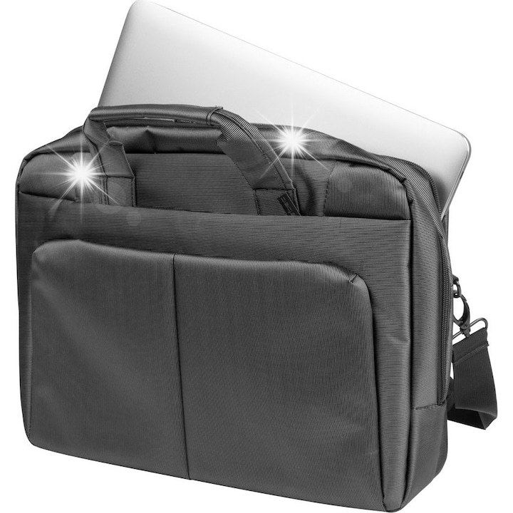 Geanta laptop Natec Gazelle 15,6"-16", 3 compartimente, grafit, sistem trolley
