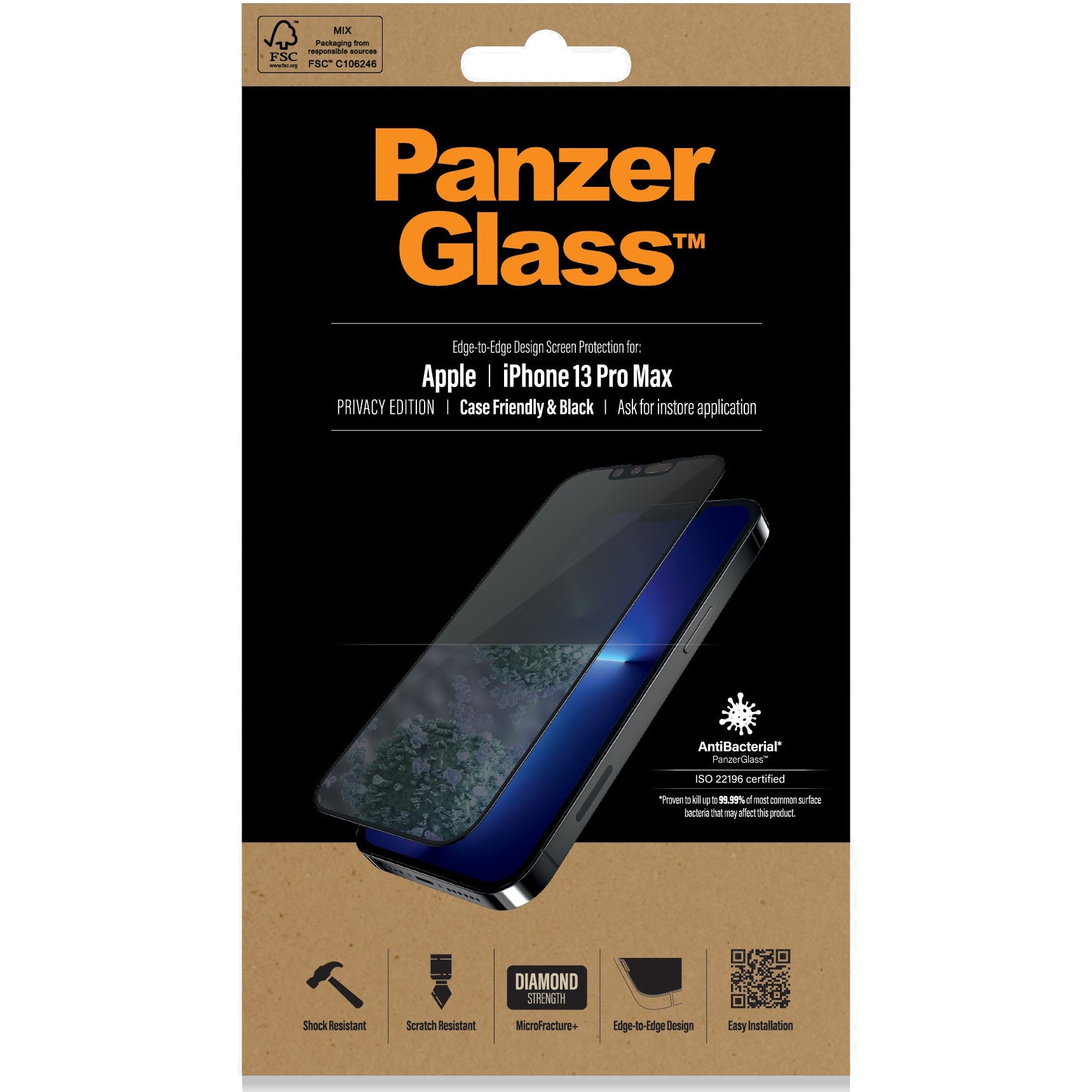 Folie sticla de protectie PanzerGlass pentru Apple iPhone 13 Pro Max, privacy, Black