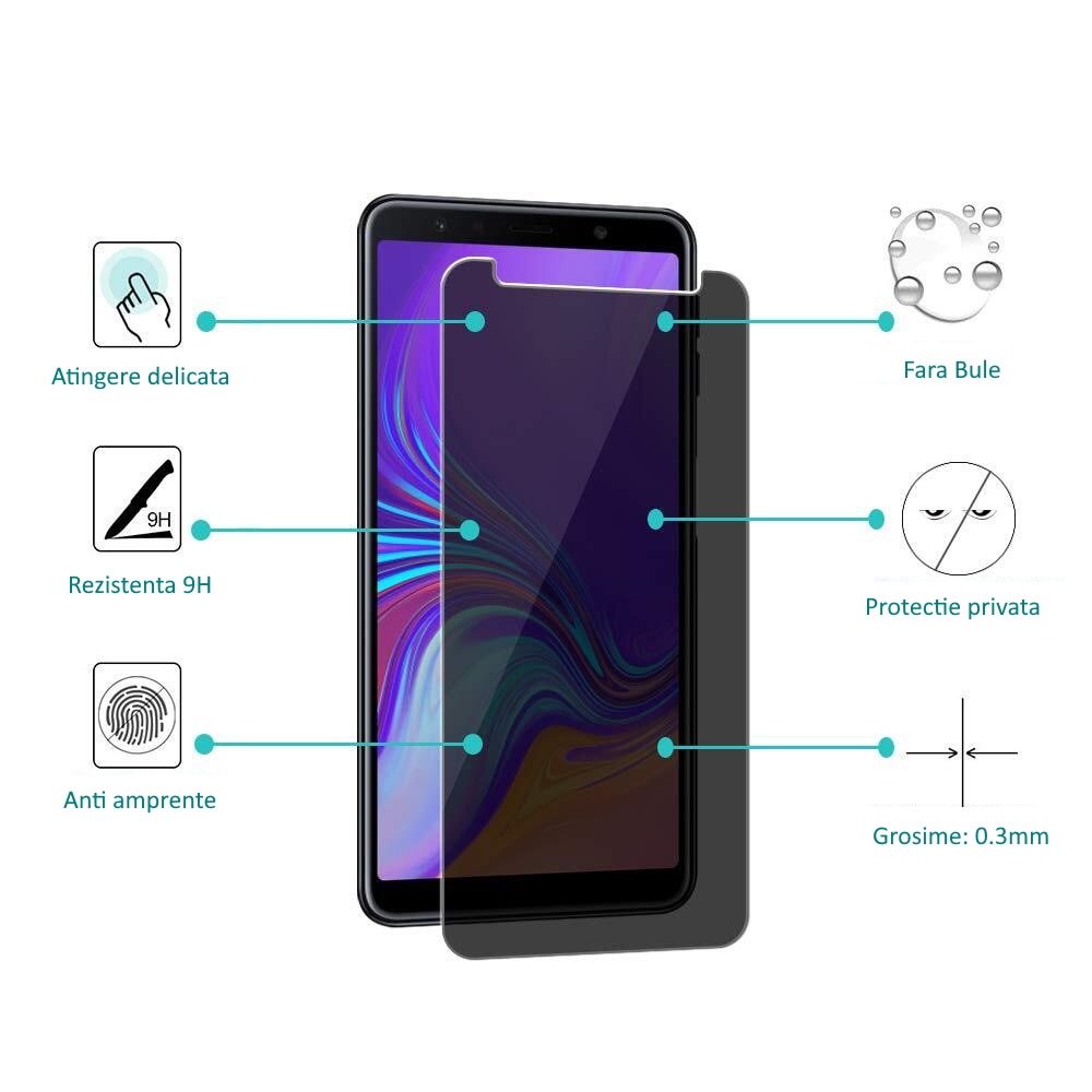 Folie Sticla Securizata Privacy Tempered Glass compatibil cu Samsung Galaxy S9 Plus G965 Negru